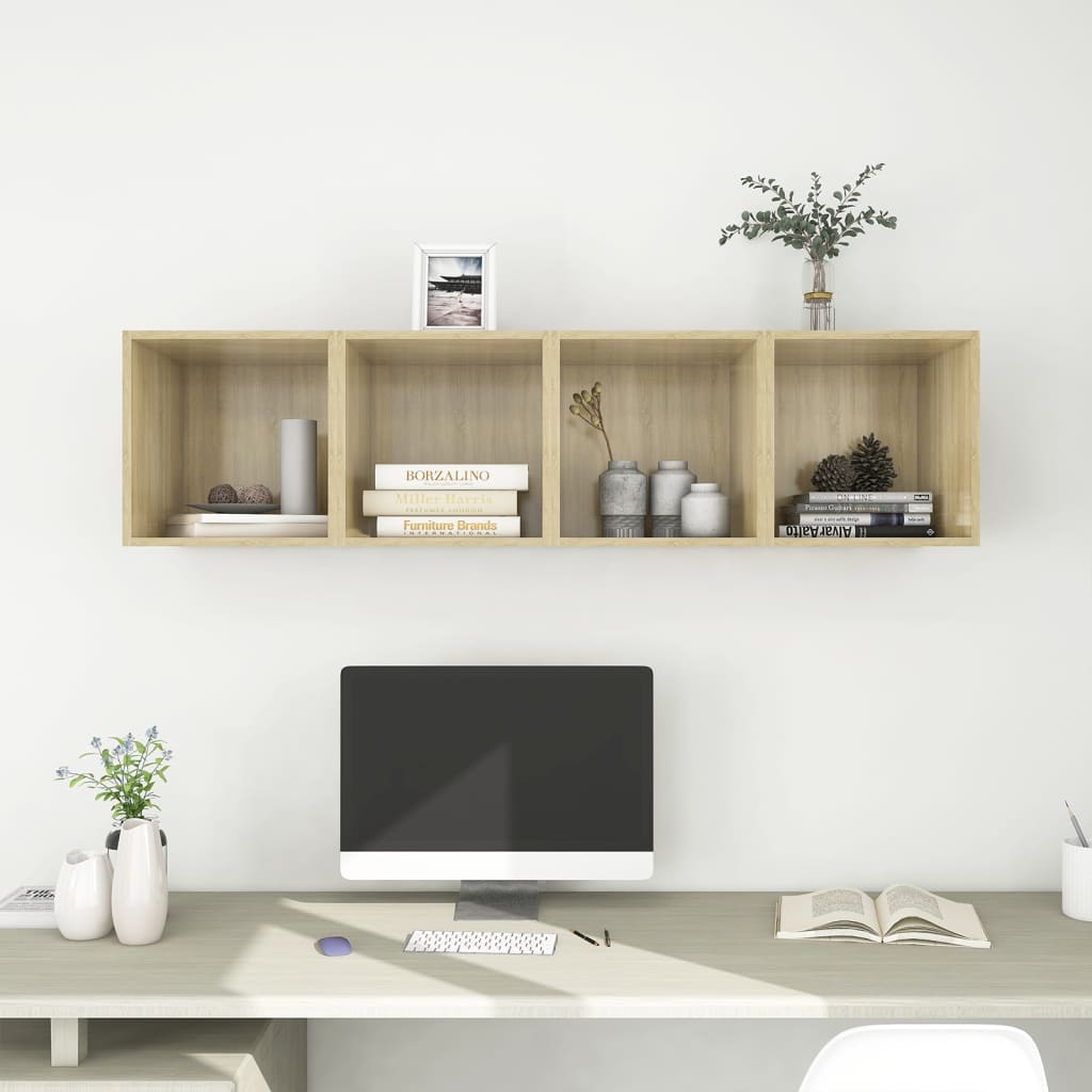 vidaXL Wall Cabinets 4 pcs Sonoma Oak 37x37x37 cm Engineered Wood