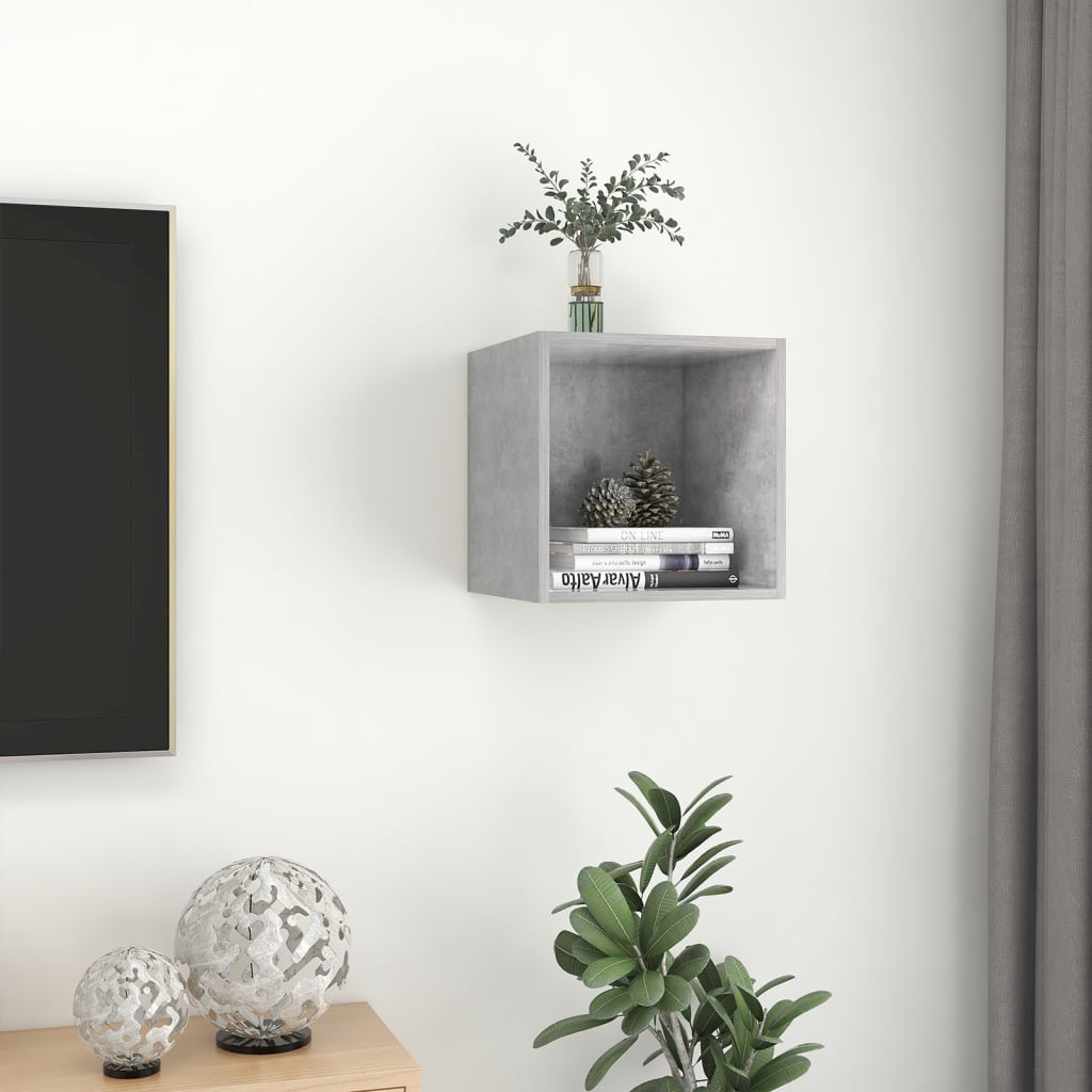 vidaXL Wall Cabinet Concrete Grey 37x37x37 cm Engineered Wood