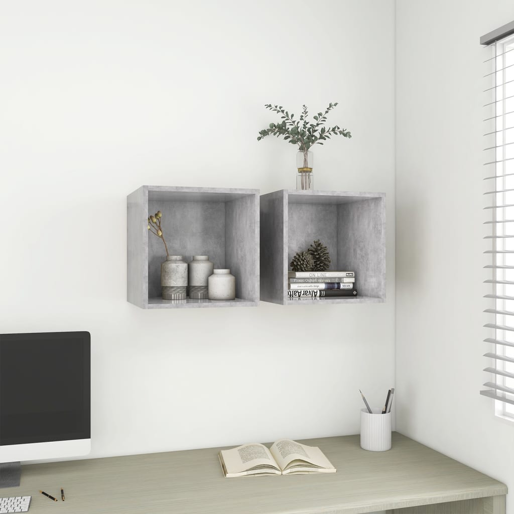 vidaXL Wall Cabinet Concrete Grey 37x37x37 cm Engineered Wood