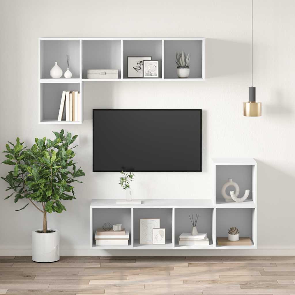vidaXL Wall-mounted TV Cabinet White 37x37x107 cm Engineered Wood