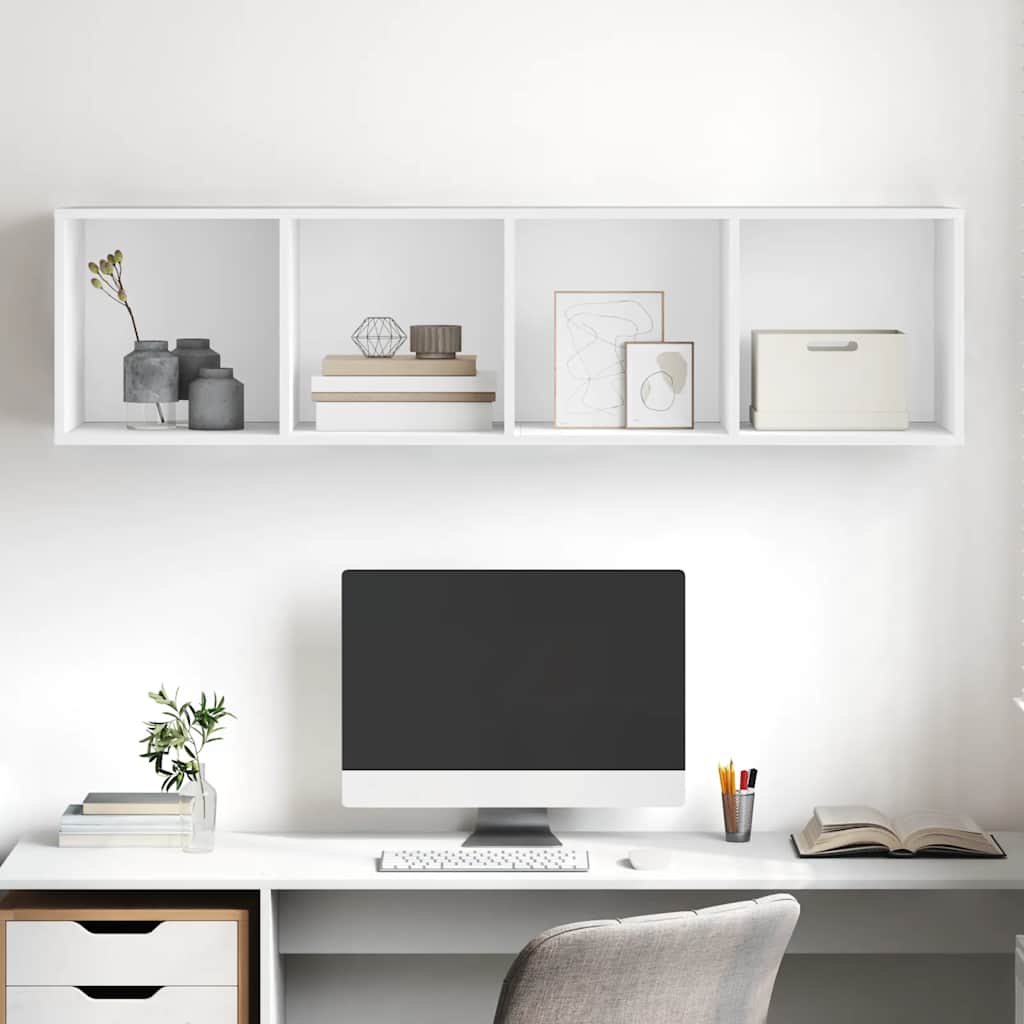 vidaXL Wall-mounted TV Cabinet White 37x37x142.5 cm Engineered Wood