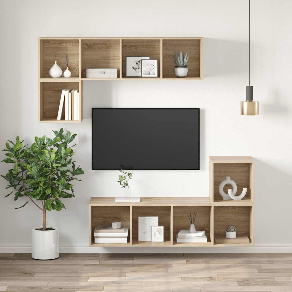 vidaXL Wall-mounted TV Cabinet Sonoma Oak 37x37x142.5 cm Engineered Wood