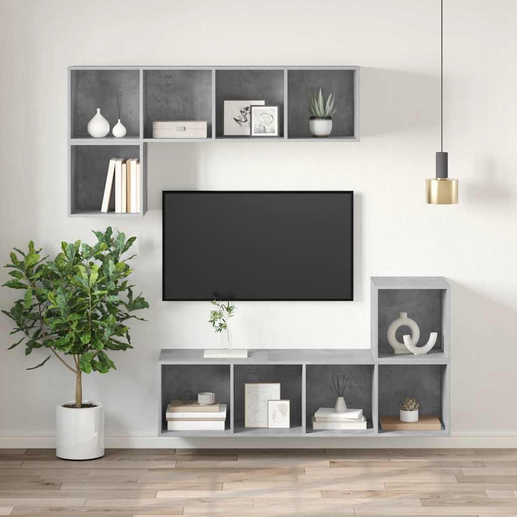 vidaXL Wall-mounted TV Cabinet Concrete Grey 37x37x142.5 cm Engineered Wood