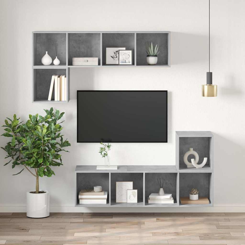 vidaXL Wall-mounted TV Cabinet Concrete Grey 37x37x142.5 cm