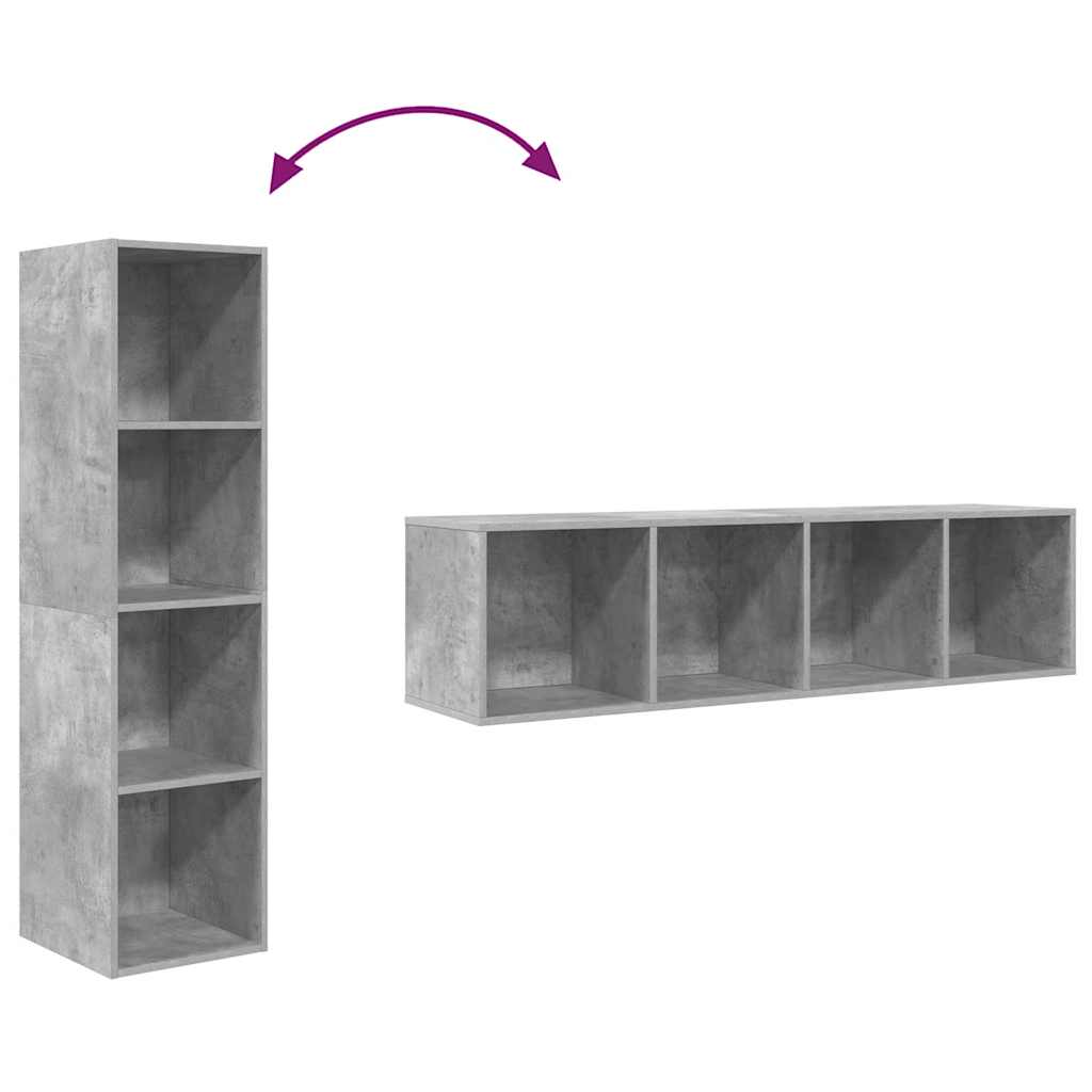vidaXL Wall-mounted TV Cabinet Concrete Grey 37x37x142.5 cm Engineered Wood