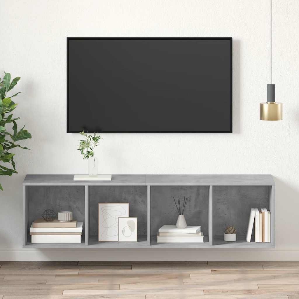 vidaXL Wall-mounted TV Cabinet Concrete Grey 37x37x142.5 cm