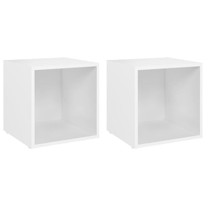 805499 vidaXL 2 Piece TV Cabinet Set White 37x35x37 cm Engineered Wood