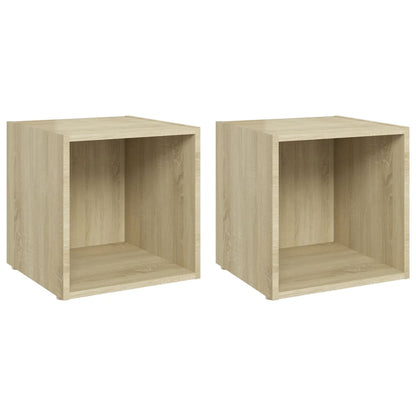 805508 vidaXL 2 Piece TV Cabinet Set Sonoma Oak 37x35x37 cm Engineered Wood