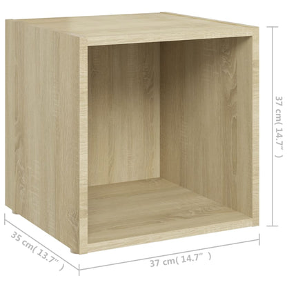 805508 vidaXL 2 Piece TV Cabinet Set Sonoma Oak 37x35x37 cm Engineered Wood