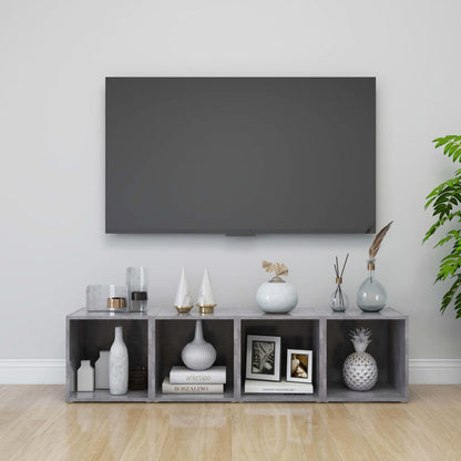 805512 vidaXL 4 Piece TV Cabinet Set Concrete Grey 37x35x37 cm Engineered Wood