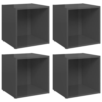 vidaXL TV Cabinets 4 pcs High Gloss Grey 37x35x37 cm Engineered Wood