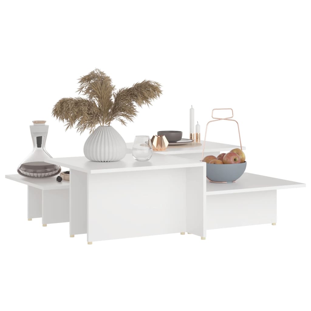 vidaXL Coffee Table | Set of 2 | White | Chipboard | Coffee Table | Rectangular