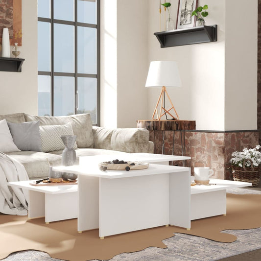 vidaXL Coffee Table | Set of 2 | White | Chipboard | Coffee Table | Rectangular