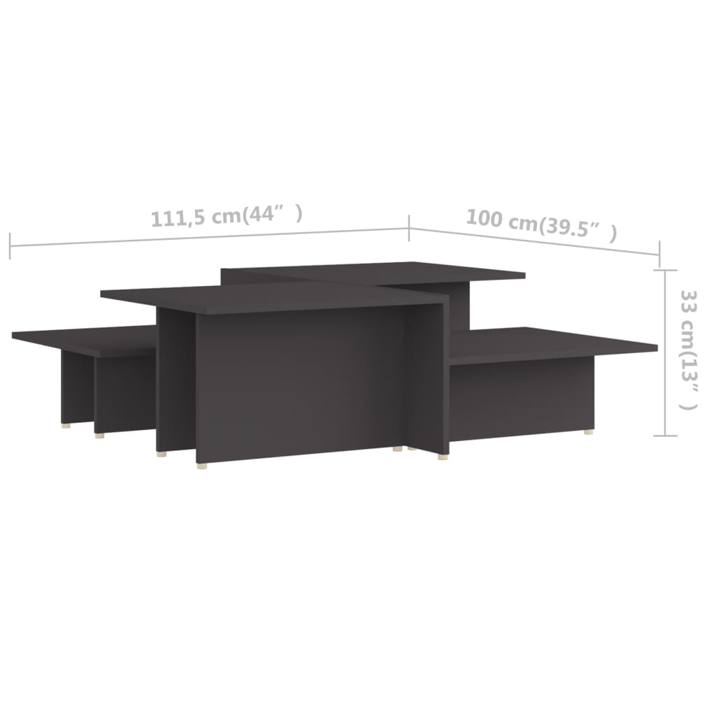 vidaXL Coffee Table | Set of 2 | Grey | Engineered wood | Medium | Coffee Table