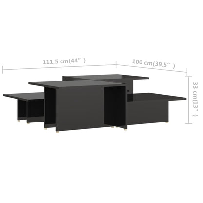 vidaXL Coffee Table | Set of 2 | High gloss black | Chipboard | Rectangular
