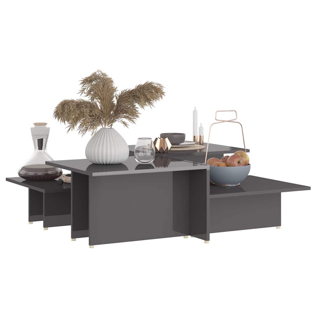 vidaXL Coffee Tables 2 pcs High Gloss Grey 111.5x50x33 cm