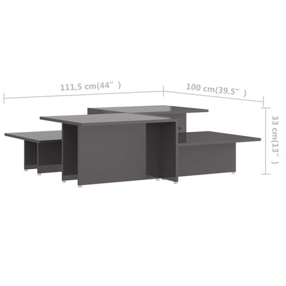 vidaXL Coffee Table | Set of 2 | High gloss grey | Chipboard | 111.5x50x33 cm