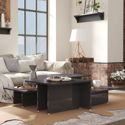 vidaXL Coffee Table | Set of 2 | High gloss grey | Chipboard | 111.5x50x33 cm