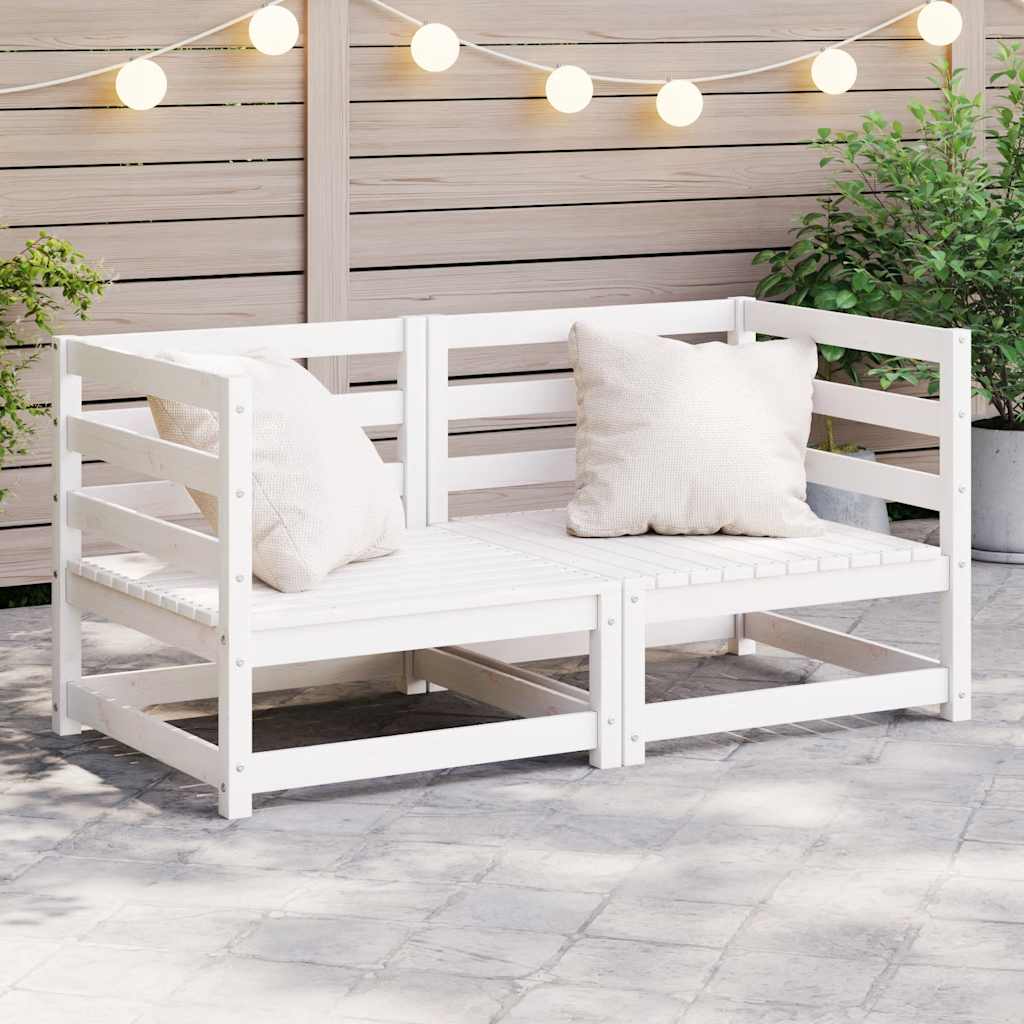 vidaXL Garden Corner Sofas 2 pcs White Solid Wood Pine