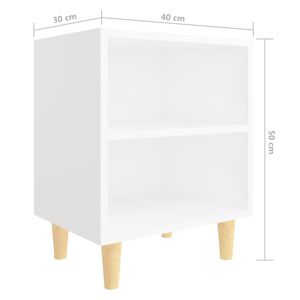 805779 vidaXL Bed Cabinet with Solid Wood Legs White 40x30x50 cm