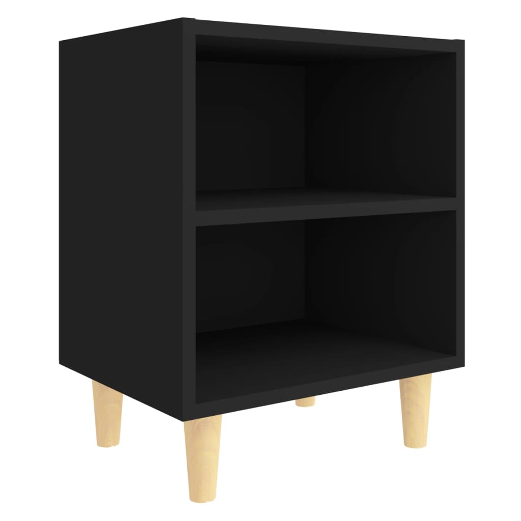805781 vidaXL Bed Cabinet with Solid Wood Legs Black 40x30x50 cm