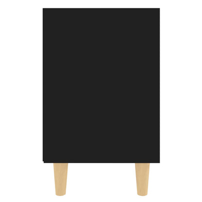 805781 vidaXL Bed Cabinet with Solid Wood Legs Black 40x30x50 cm