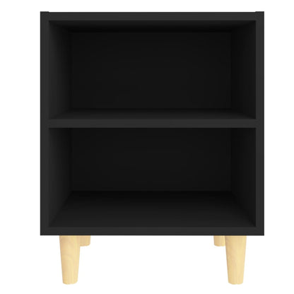 805782 vidaXL Bed Cabinets with Solid Wood Legs 2 pcs Black 40x30x50 cm
