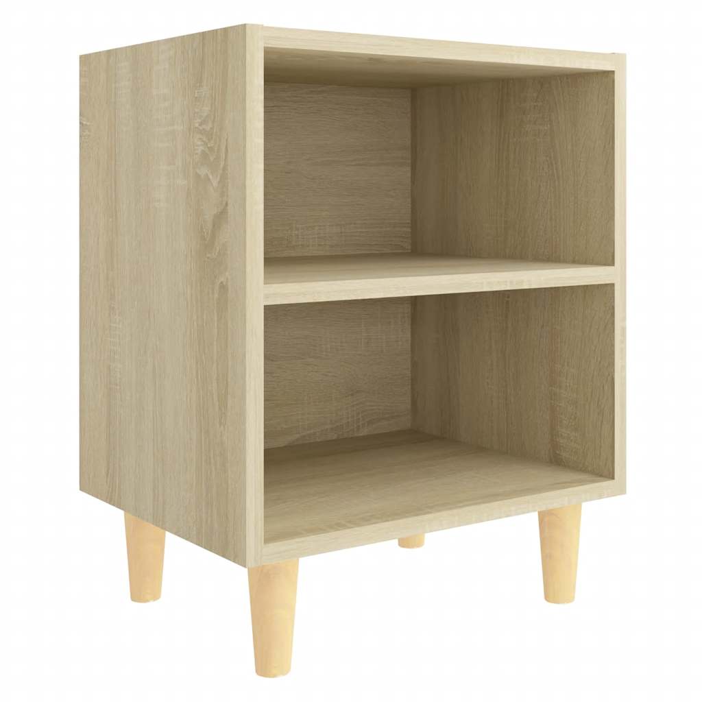805785 vidaXL Bed Cabinet with Solid Wood Legs Sonoma Oak 40x30x50 cm