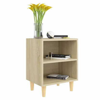 805785 vidaXL Bed Cabinet with Solid Wood Legs Sonoma Oak 40x30x50 cm