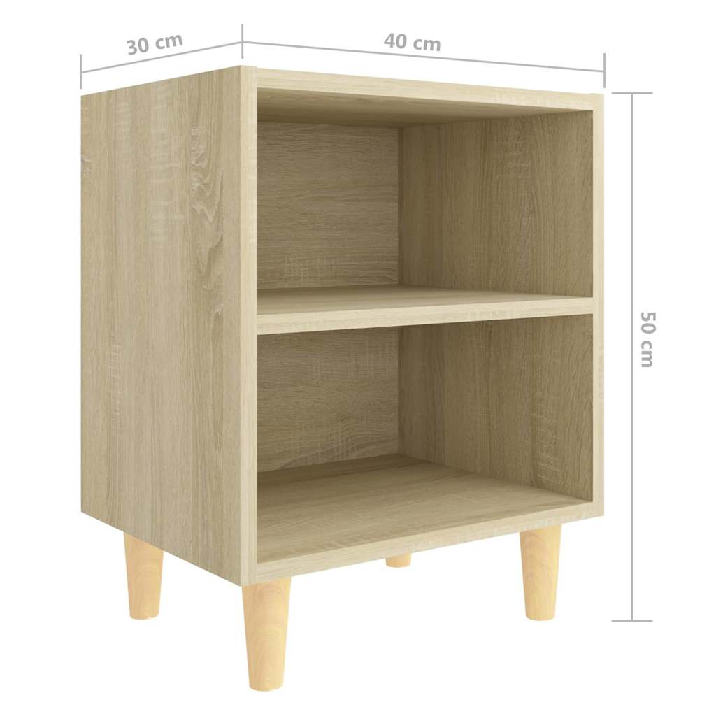 805785 vidaXL Bed Cabinet with Solid Wood Legs Sonoma Oak 40x30x50 cm