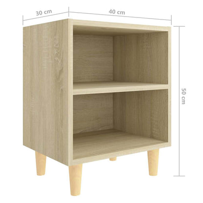 805785 vidaXL Bed Cabinet with Solid Wood Legs Sonoma Oak 40x30x50 cm