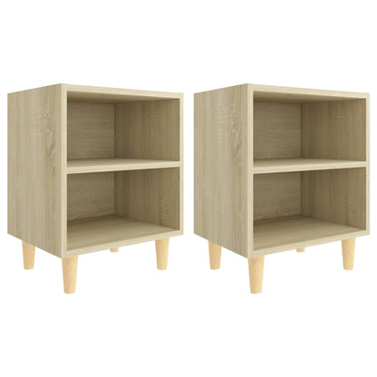 805786 vidaXL Bed Cabinets with Solid Wood Legs 2 pcs Sonoma Oak 40x30x50 cm
