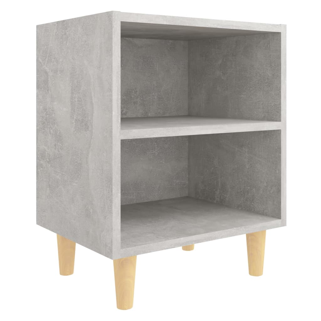 805787 vidaXL Bed Cabinet with Solid Wood Legs Concrete Grey 40x30x50 cm