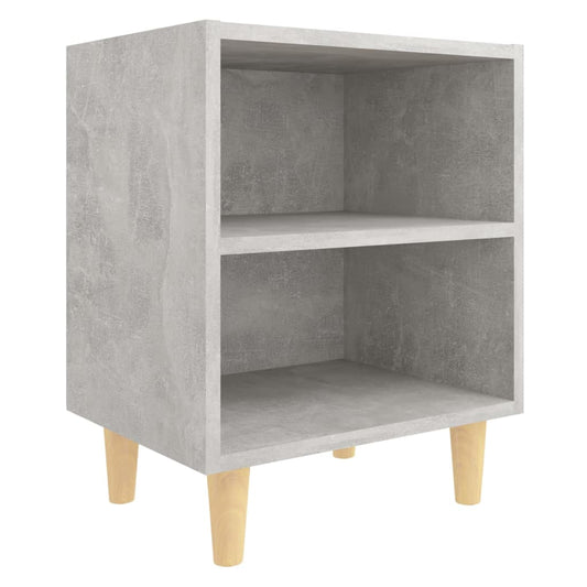 805787 vidaXL Bed Cabinet with Solid Wood Legs Concrete Grey 40x30x50 cm