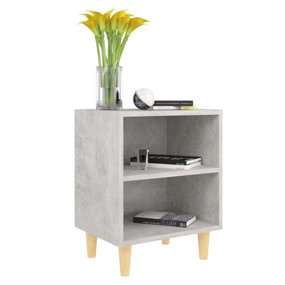805788 vidaXL Bed Cabinets with Solid Wood Leg 2 pcs Concrete Grey 40x30x50cm