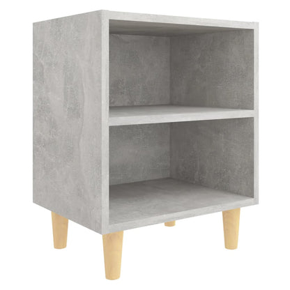 805788 vidaXL Bed Cabinets with Solid Wood Leg 2 pcs Concrete Grey 40x30x50cm