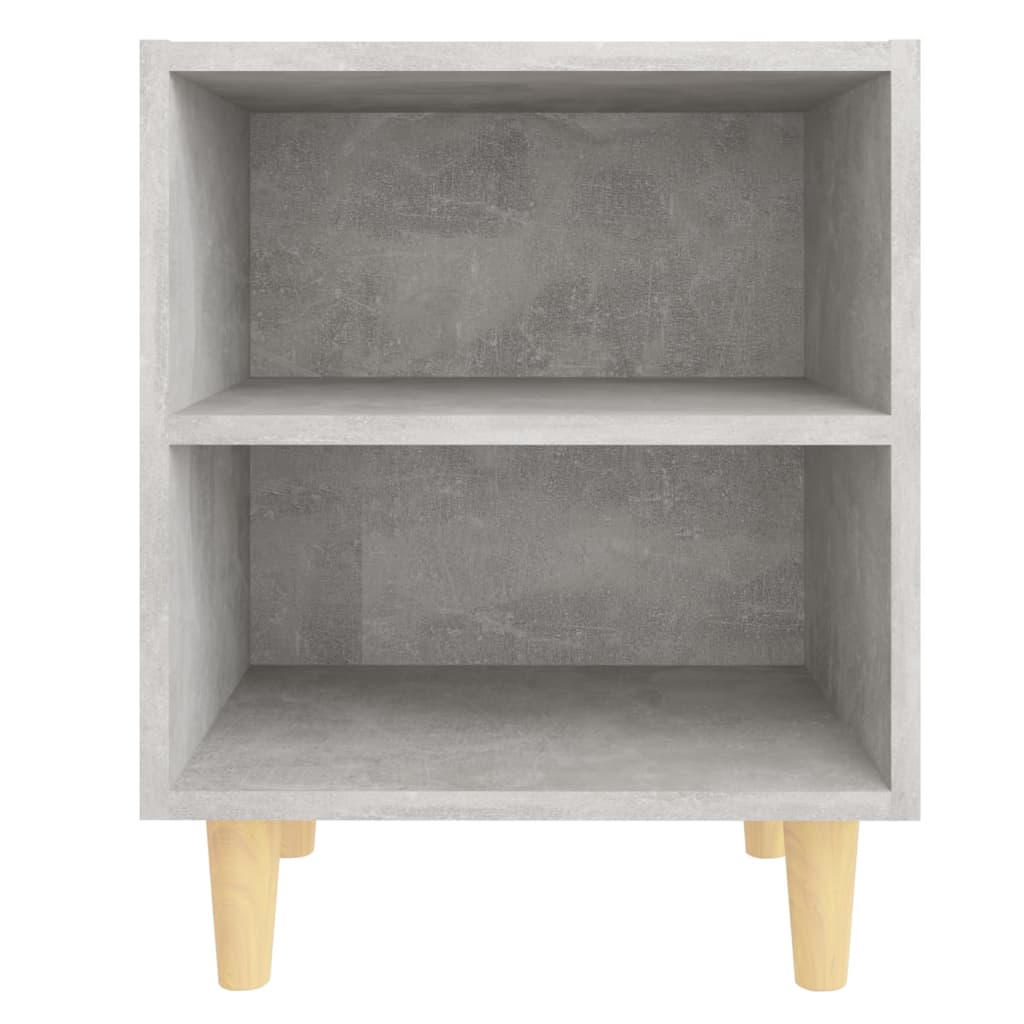 805788 vidaXL Bed Cabinets with Solid Wood Leg 2 pcs Concrete Grey 40x30x50cm