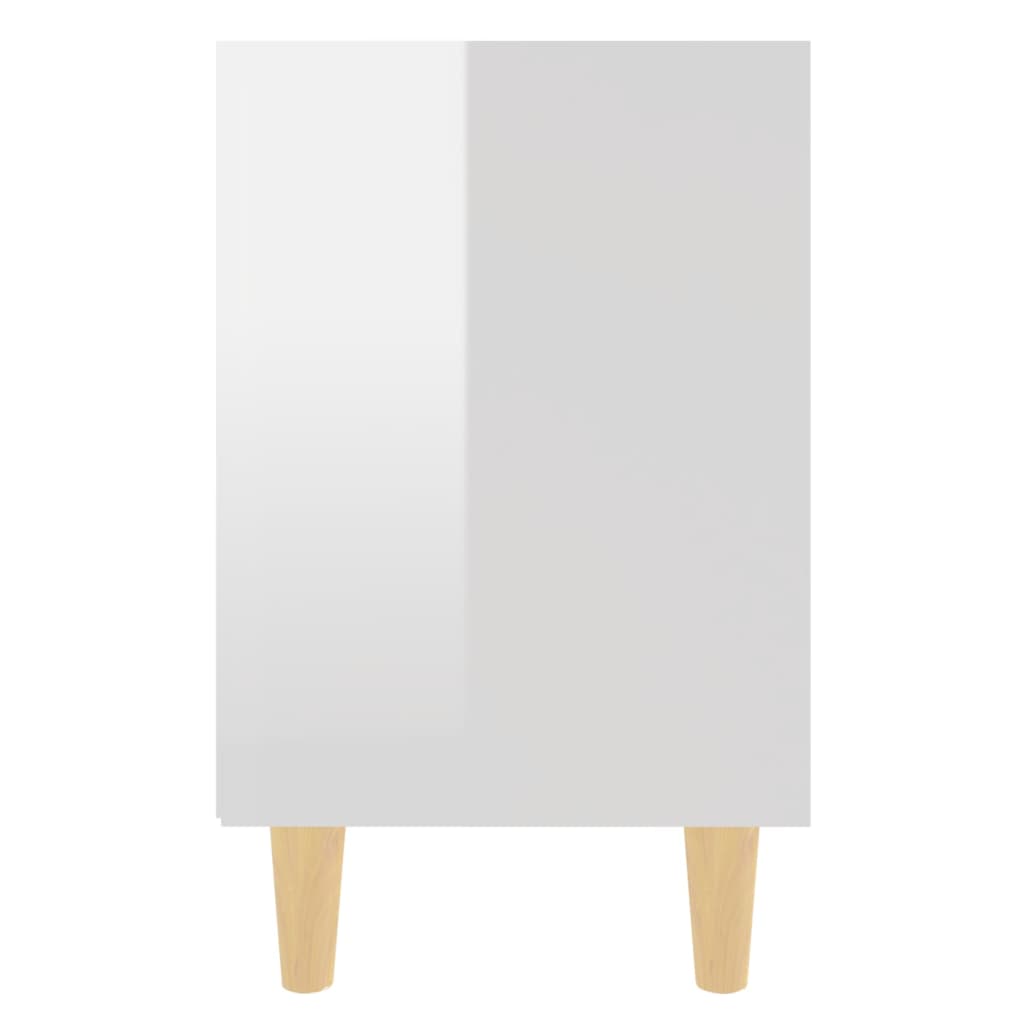 vidaXL Bed Cabinets Solid Wood Legs 2 pcs High Gloss White 40x30x50 cm