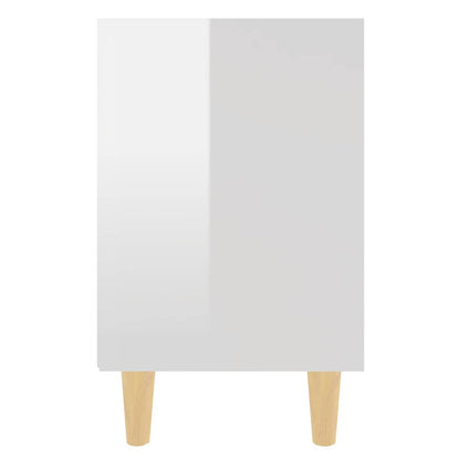 805792 vidaXL Bed Cabinets Solid Wood Legs 2 pcs High Gloss White 40x30x50 cm