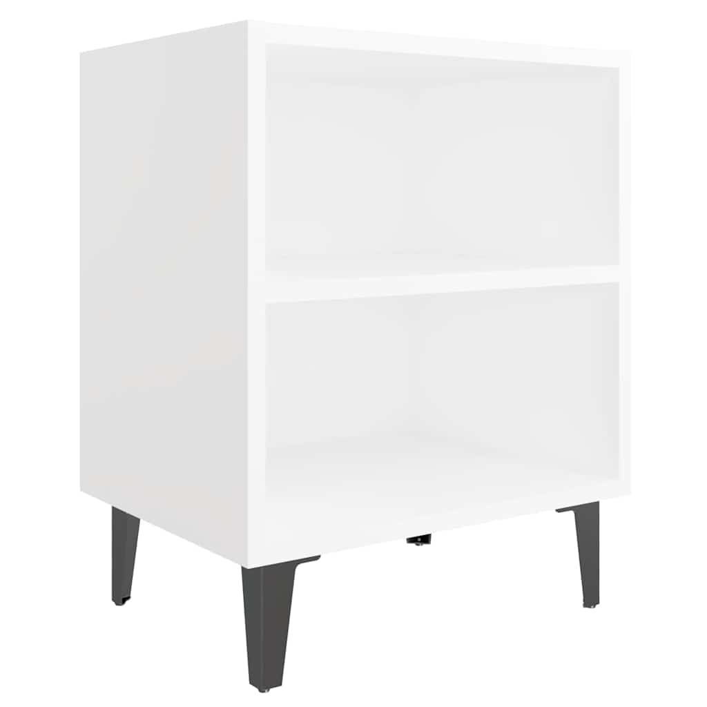 vidaXL Bed Cabinet with Metal Legs White 40x30x50 cm