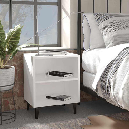 vidaXL Bed Cabinet with Metal Legs White 40x30x50 cm