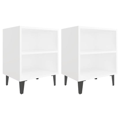 vidaXL Bed Cabinets with Metal Legs 2 pcs White 40x30x50 cm