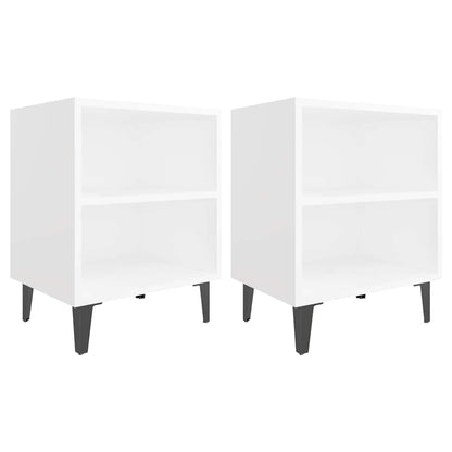vidaXL Bed Cabinets with Metal Legs 2 pcs White 40x30x50 cm