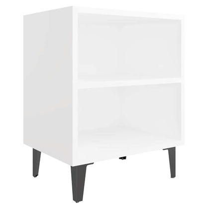 vidaXL Bed Cabinets with Metal Legs 2 pcs White 40x30x50 cm