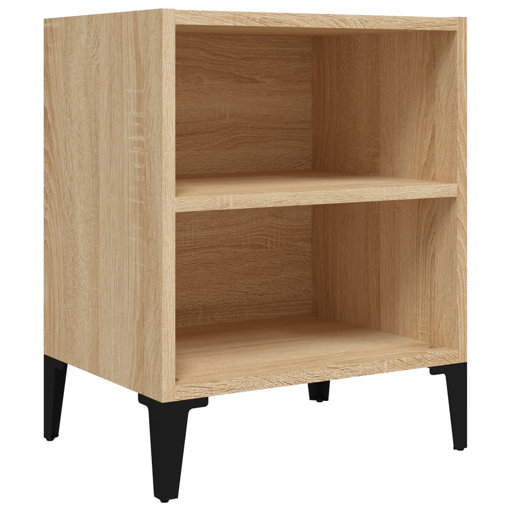 vidaXL Bed Cabinet with Metal Legs Sonoma Oak 40x30x50 cm