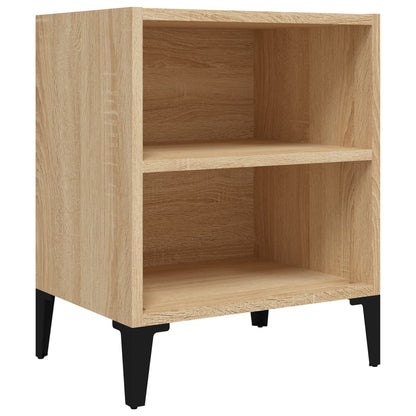 vidaXL Bed Cabinet with Metal Legs Sonoma Oak 40x30x50 cm