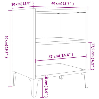 vidaXL Bed Cabinet with Metal Legs Sonoma Oak 40x30x50 cm