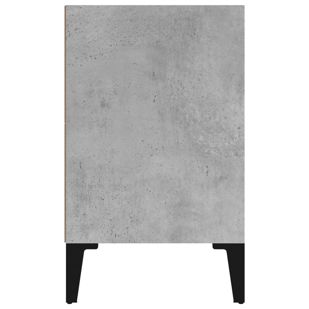 vidaXL Bed Cabinet with Metal Legs Concrete Grey 40x30x50 cm