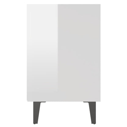 vidaXL Bed Cabinets with Metal Legs 2 pcs High Gloss White 40x30x50 cm