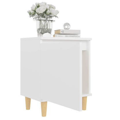 805816 vidaXL Bed Cabinets with Solid Wood Legs 2 pcs White 40x30x50 cm